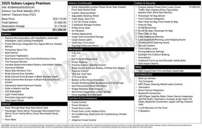 2025 Subaru Legacy Premium