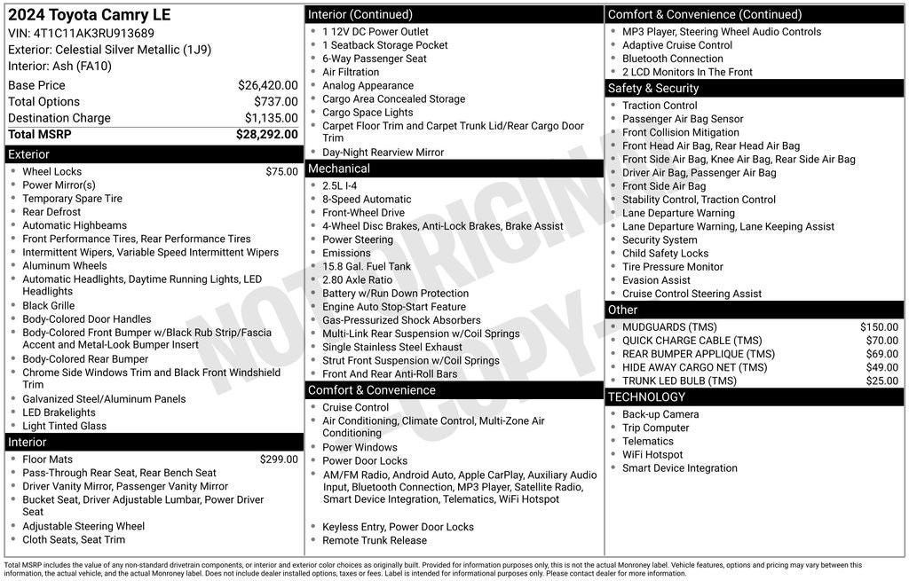 2024 Toyota CAMRY LE