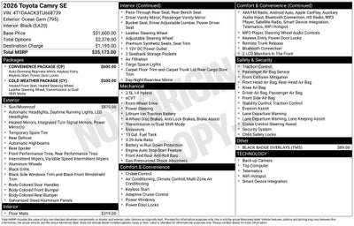 2026 Toyota CAMRY SE
