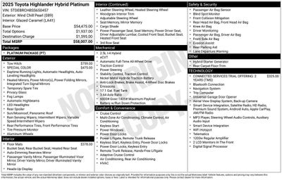 2025 Toyota Highlander Hybrid Platinum