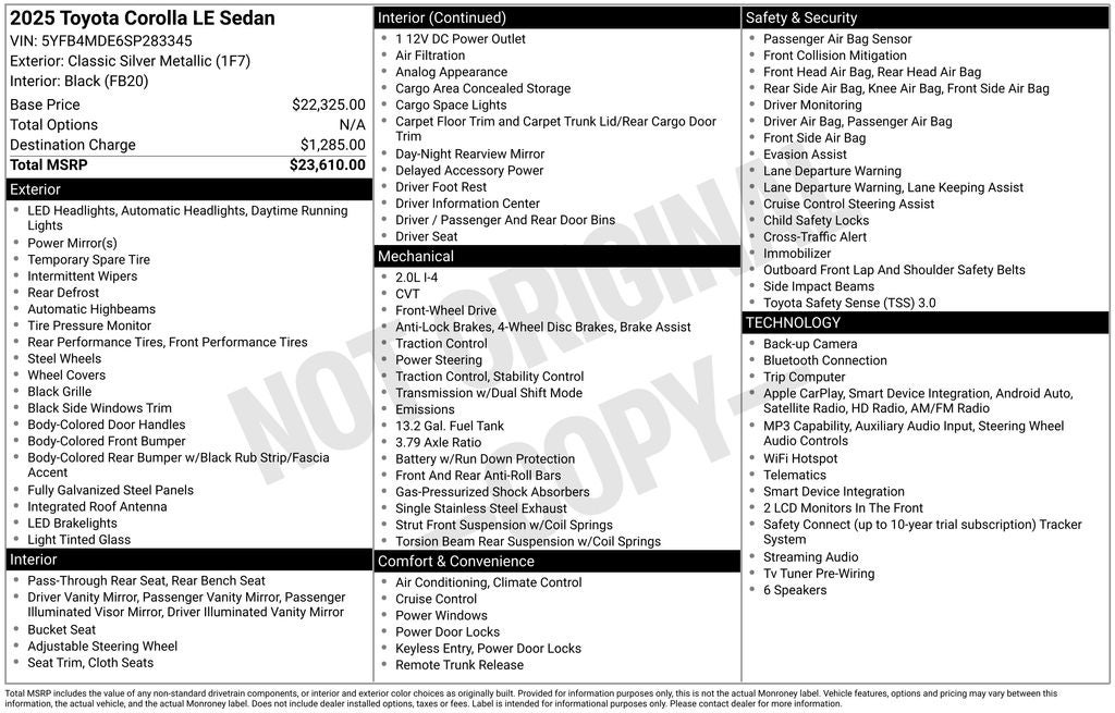 2025 Toyota COROLLA LE