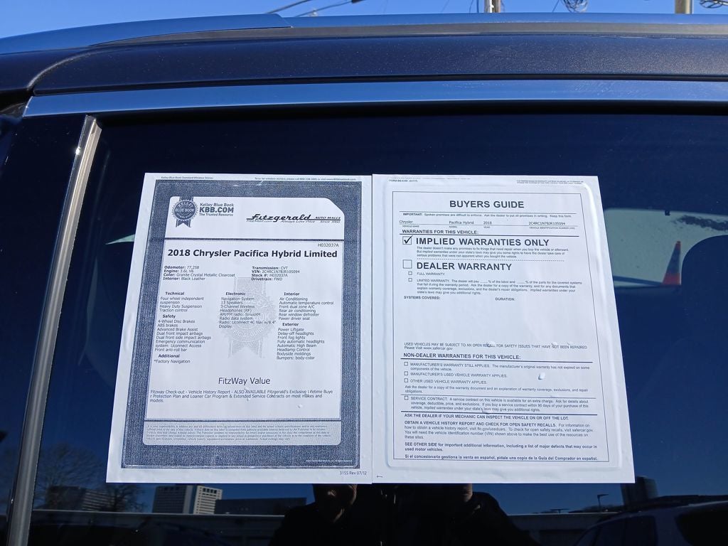 2018 Chrysler Pacifica Hybrid Limited