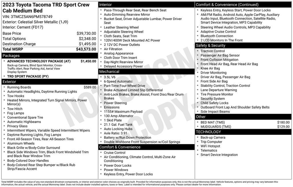 2023 Toyota TACOMA TRD SPORT TRD Sport V6