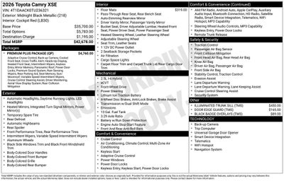 2026 Toyota CAMRY XSE