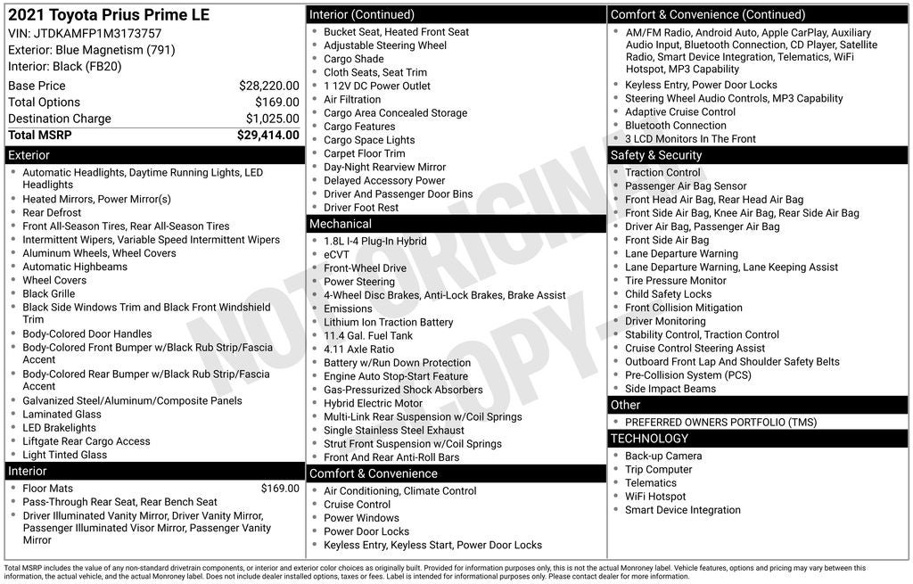 2021 Toyota Prius Prime LE